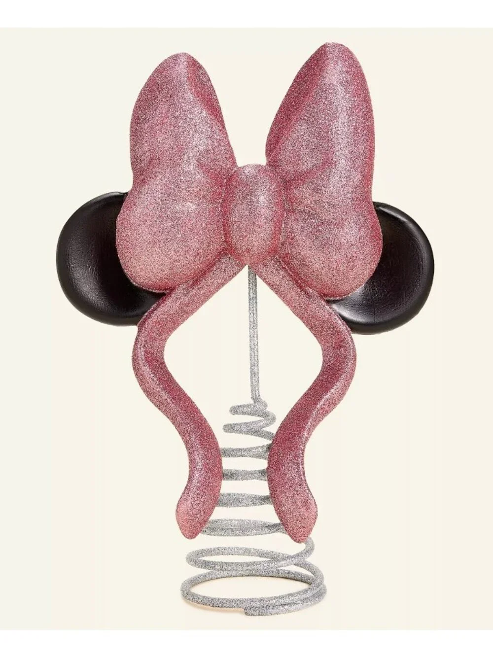 Disney Minnie Mouse Bow Christmas Tree Topper Pink Black Plastic, metal